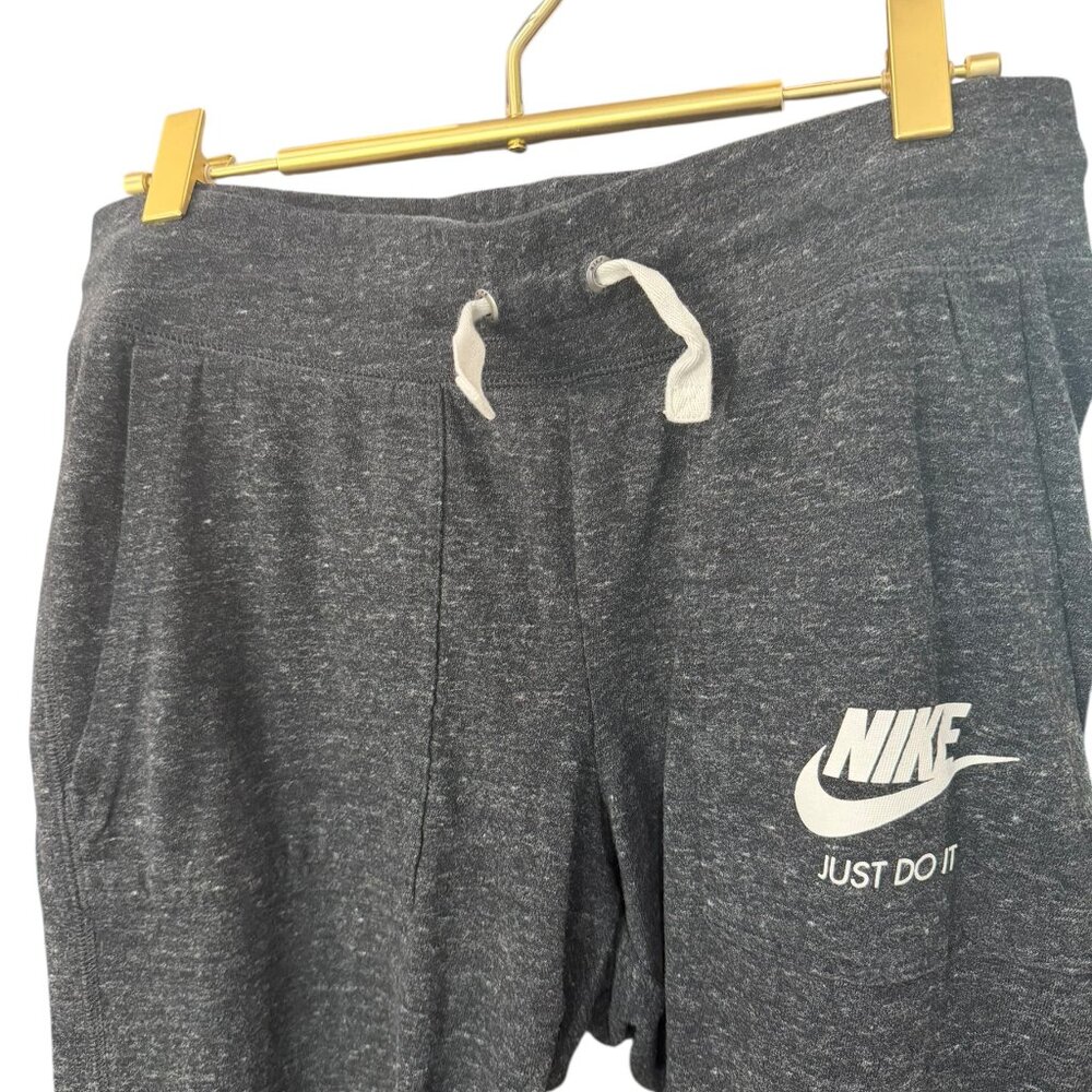 ✨ NIKE Charcoal Heathered Joggers Small EUC Cotton Stretch Lounge 👟 - Picture 3 of 8